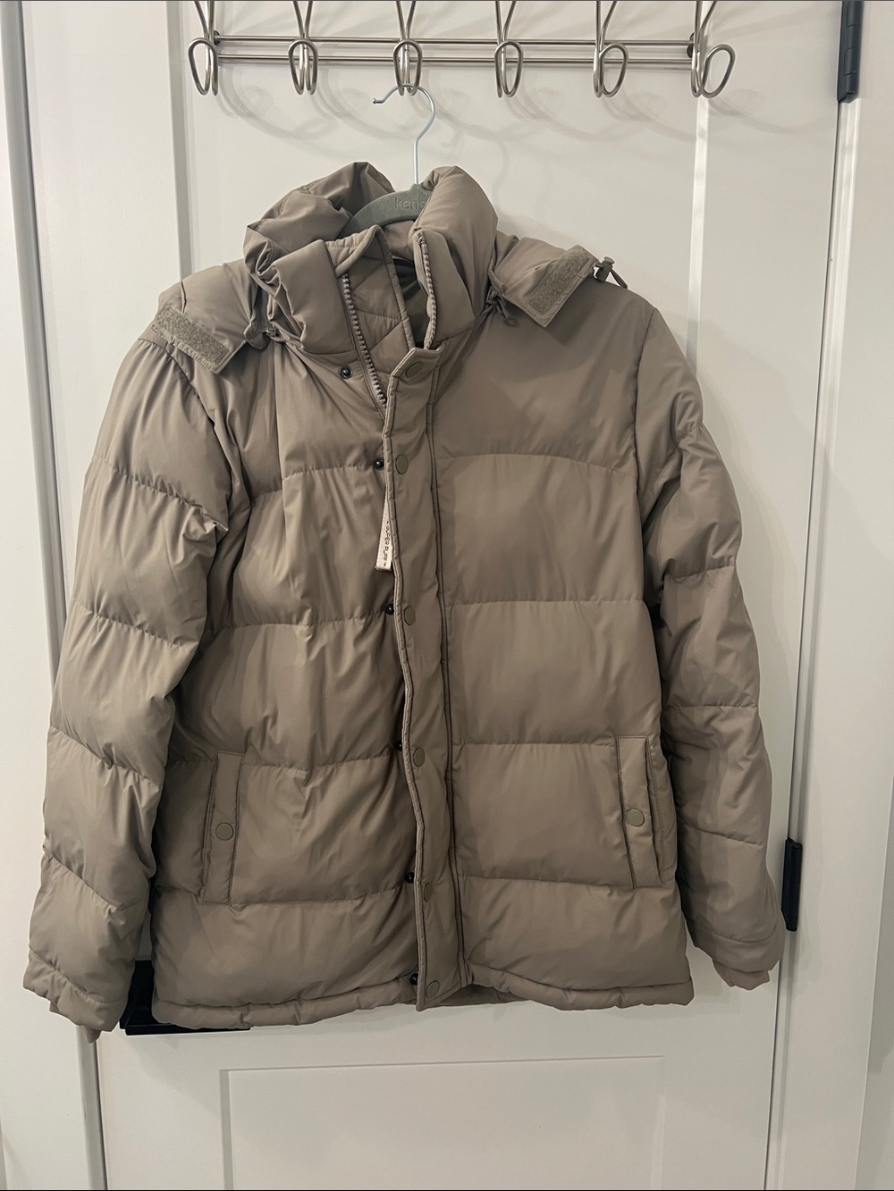 Aritzia “The Super Puff Coat” in Taupe